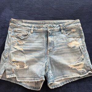 American Eagle Outfitters Light Wash Distressed Denim Shorts
